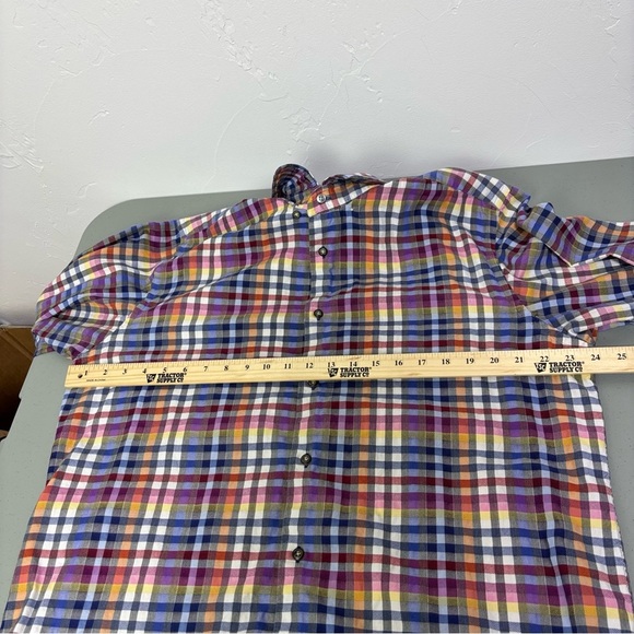 Visconti Black Men's Large Dress Shirt Plaid Check Colorful Multicolor BUTTONS - Picture 9 of 10